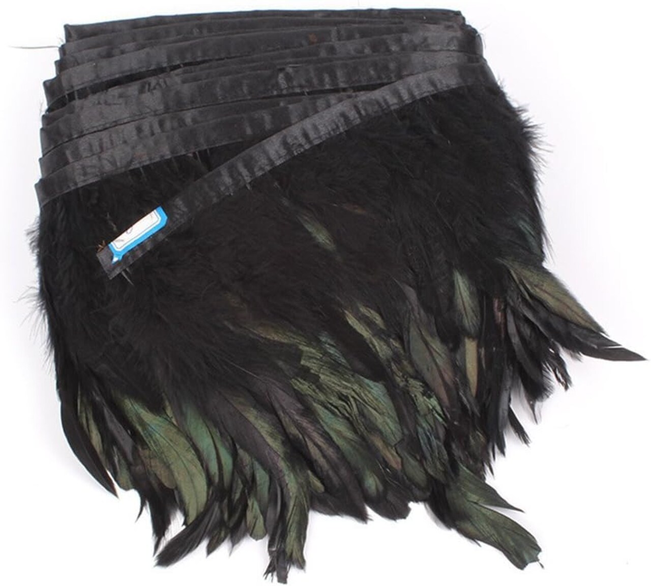 Rooster Feather Trim Width 5-7 inches Craft Feather Fringe Trim Pack of 5 Yards (Black)